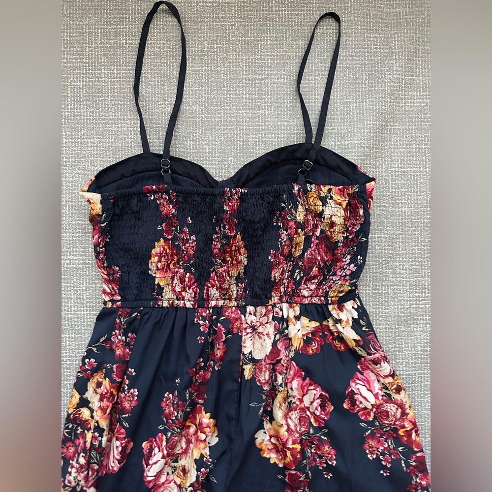 Band of Gypsies Floral Jumpsuit Women’s Small Wide Leg Elastic Back Boho - Picture 10 of 14